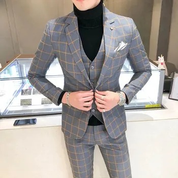 Pánský oblek Profesionální svatební oblek – elegantní třídílný set Velikost: M, Barva (Varianta): 3v1 1