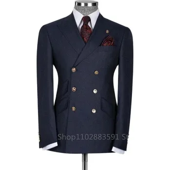 Pánské sako Klasické slim fit sako s klopami – svatební střih Velikost: 5XL, Barva (Varianta): Tmavě modrá