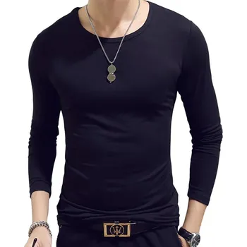 Pánské tričko Pánské dlouhé tričko s kulatým nebo V výstřihem Velikost: 2XL, Barva (Varianta): O-neck black