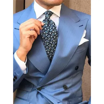 Dvoudílný slavnostní oblek – dvouřadý střih pro výrazný vzhled Velikost: S, Barva (Varianta): Modrá