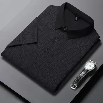 Pánské tričko Pánské polo triko s potiskem – pohodlný business styl Barva: Černá, Velikost: 4XL