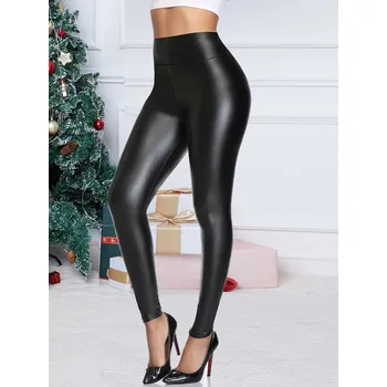 Dámské legíny Dámské koženkové push-up legíny s vysokým pasem Barva: Černá, Velikost: S