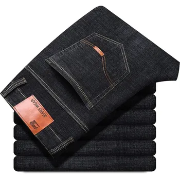 Pánské elastické džínové kalhoty – elegantní rovný střih Velikost: 29, Barva (Varianta): 8010-Black 1