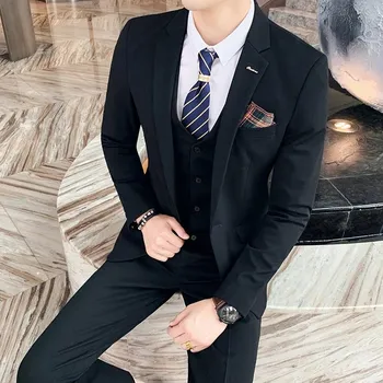 Pánský oblek Trojdílný společenský oblek – sako, vesta a kalhoty Velikost: XS, Barva (Varianta): Černá