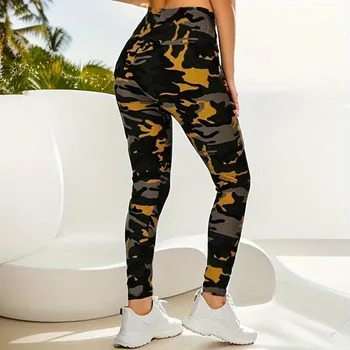 Dámské legíny Dámské sportovní legíny maskáčový vzor Barva: Zlatá, Velikost: XL