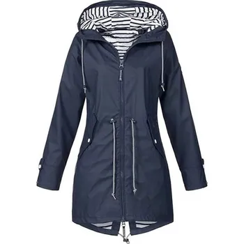 Dámský nepromokavý trenčkot – lehká outdoorová bunda Barva: Tmavě Modrá, Velikost: 3XL