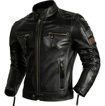 Moto bunda Pánská motorkářská bunda z pravé kůže – kožený kabát Velikost: L, Barva (Varianta): Black Cowhide