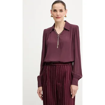 Dámská halenka Halenka Twinset dámská, vínová barva, hladká, 252TP2291 93X, vel. 36