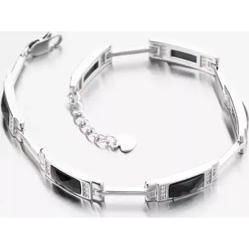Šperk Dámský náramek stříbro 925 zirkon černé kameny PKL-4044 délka 17 cm