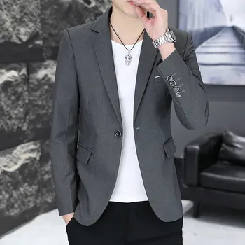 Slim fit blazer – trendy korejský styl do města Velikost: 5XL, Barva (Varianta): Šedá