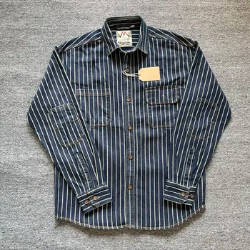 Pánská košile Pánská pruhovaná džínová košile ve vintage stylu Velikost: 2XL, Barva (Varianta): Picture 1