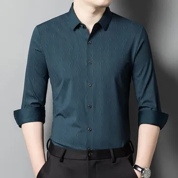 Pánská business košile – nemačkavý materiál, dlouhý rukáv Velikost: 4XL, Barva (Varianta): Zelená