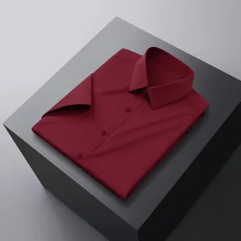 Pánská košile Pánská krátkorukávová košile – nemačkavý letní model Barva: Červená, Velikost: 4XL