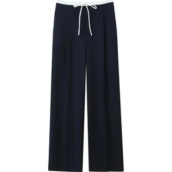 Dámské kalhoty Dámské široké kalhoty s dvojitým pasem a kapsami Velikost: M, Barva (Varianta): DEEP BLUE