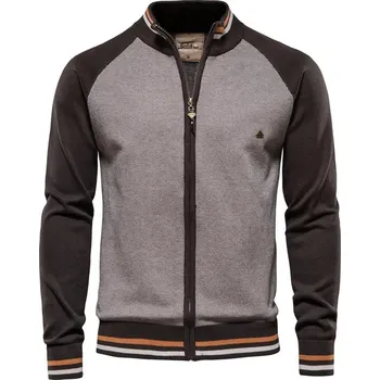 Pánský svetr Pánský pletený cardigan se zipem a pohodlným střihem Barva: Hnědá, Velikost: XL