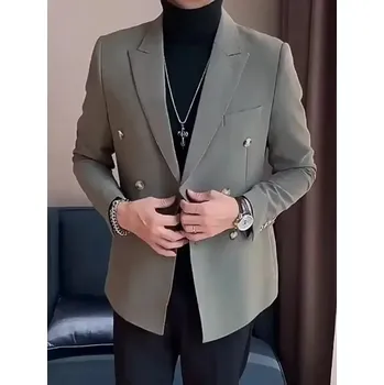 Dvouřadé sako pro muže – business elegance, zeštíhlující střih Velikost: 4XL, Barva (Varianta): Hnědá