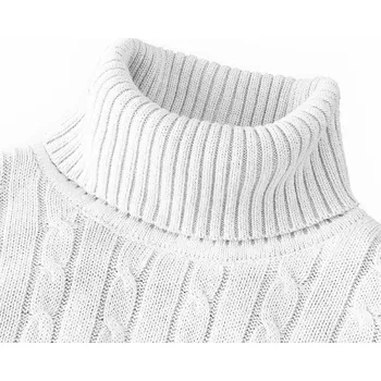 Pánský svetr Pánský žebrovaný rolák – přiléhavý svetr, slim fit Barva: Bílá, Velikost: L