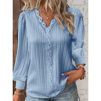 Dámská halenka Elegantní dámská halenka – šifon, výstřih do V, volná Barva: Modrá, Velikost: 3XL