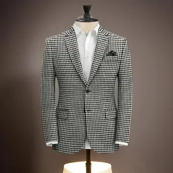 Elegantní sako s jemným vzorem – business slim styl Velikost: 3XL, Barva (Varianta): houndstooth