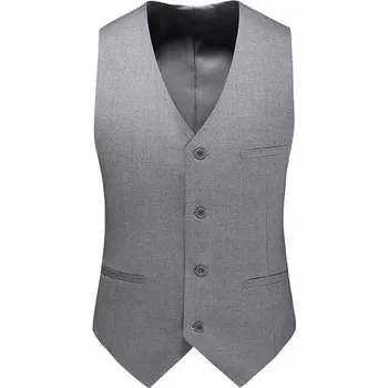 Jednobarevná pánská svatební vesta v business stylu Velikost: L, Barva (Varianta): Šedá