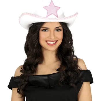 Karnevalový doplněk Bílý kovbojský klobouk - s hvězdou
