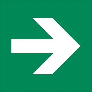 Cedule Směrová šipka rovně, ISO 3864, hliník, fotoluminiscenční, 200 x 200 mm, BJ = 5 ks
