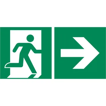 Cedule Únikový východ vpravo, ISO 7010, z plastu, fotoluminiscenční, 400 x 200 mm, BJ = 5 ks