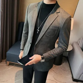 Pánské sako Podzimní business sako – módní slim fit styl z jemného materiálu Velikost: XXS, Barva (Varianta): Šedá