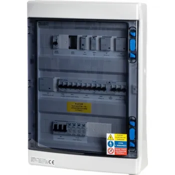 Solarmi AC32 osazený rozvaděč pro fotovoltaiku, jističe, chránič, 10kW 3f, plný automatický backup, 32A