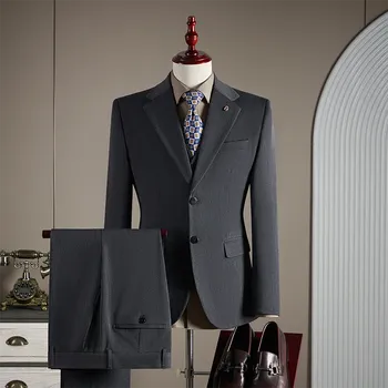 Třídílný pánský oblek – britský styl s klopami a vestou Velikost: 3XL, Barva (Varianta): Tmavě šedá