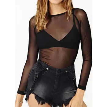 Dámské tričko Dámské průhledné tričko – dlouhý rukáv, klubový styl Velikost: 3XL, Barva (Varianta): Černá