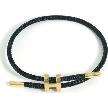 Náramek Pletený vintage náramek pro páry s ocelí | šperk - černý