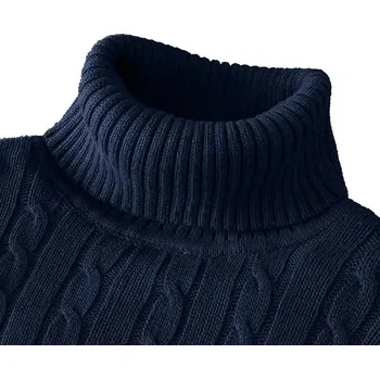 Pánský svetr Pánský žebrovaný rolák – přiléhavý svetr, slim fit Barva: Tmavě Modrá, Velikost: M