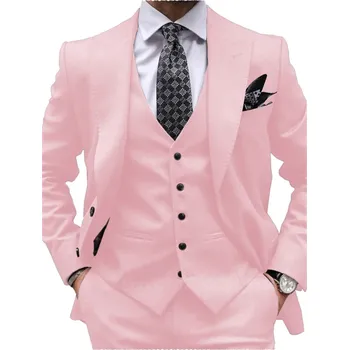 Třídílný oblek – elegantní design pro svatbu i ples Velikost: 4XL, Barva (Varianta): Růžová