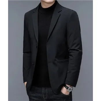 Elegantní pánský kabát typu sako s klopami Velikost: 3XL, Barva (Varianta): Černá