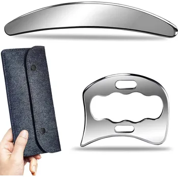 Nerezová gua sha masážní pomůcka | kosmetika - 2 ksDEN
