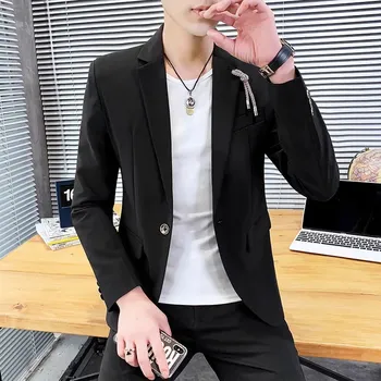 Korejské business sako – ležérní styl pro podzimní sezónu Velikost: XL, Barva (Varianta): Černá