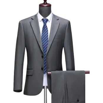 Pánský elegantní oblek – sako a kalhoty, slim fit Barva: Šedá, Velikost: 5XL