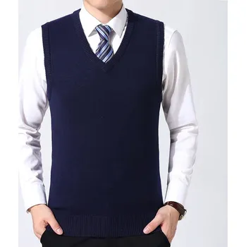 Pánský svetr Pánská svetr vesta – podzimní styl, pohodlný volný střih Barva: Tmavě Modrá, Velikost: XL