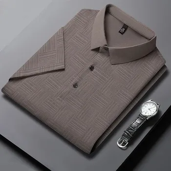 Pánské tričko Pánské polo triko s potiskem – pohodlný business styl Barva: Hnědá, Velikost: S