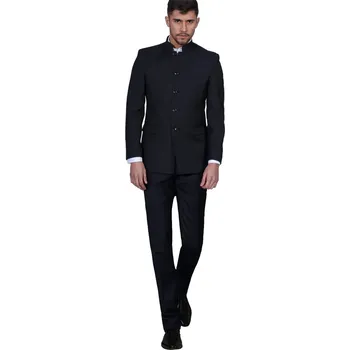 Dvoudílný svatební oblek se stojáčkem – moderní střih Velikost: S, Barva (Varianta): Černá