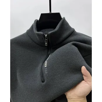 Pánský svetr Pánský pletený svetr se zipem – silný a hřejivý model Velikost: 3XL, Barva (Varianta): Šedá