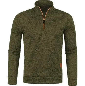 Pánská mikina Pánská mikina s půlzipem – rolák, hřejivý materiál, street styl Barva: Tmavě Zelená, Velikost: 3XL