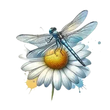 Nažehlovací obrázek - vážka a květina VIII (cca 7,8 x 7,8 cm)