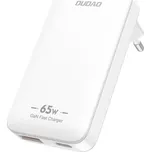 GaN Dudao A65Q 65W USB-A / USB-C PD ultratenká cestovní nabíječka do zásuvky EU / US - bílá