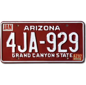 Plechová cedule Americká SPZ Arizona Red 4JA-629