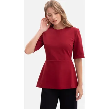 B305 Pletený top s peplum - bordó EU L