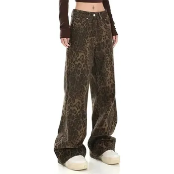 Dámské džíny Dámské volné džíny – široké nohavice, streetwear styl Velikost: L, Barva (Varianta): Leopard 1
