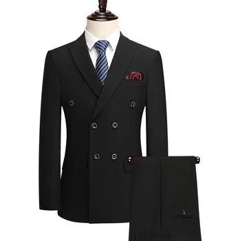 Třídílný business oblek s dvouřadým sakem – moderní klasika Velikost: 3XL, Barva (Varianta): Černá