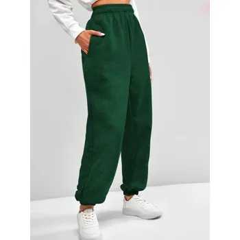 Dámské měkké tepláky s vysokým pasem a gumou v pase Barva: Zelená, Velikost: L